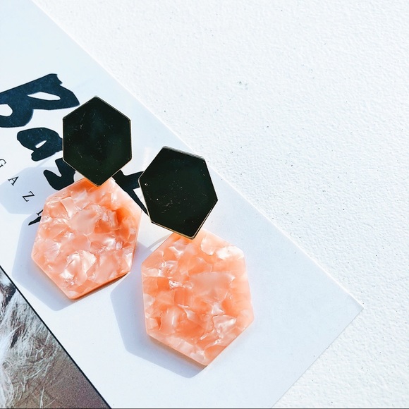 Pink and White Gold Tortoise Dangle Earrings - Picture 5 of 8